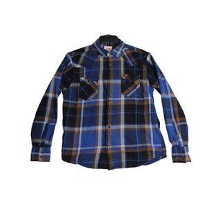 Levi's L/S Blue Plaid Button Down Flannel Shirt Mens Medium